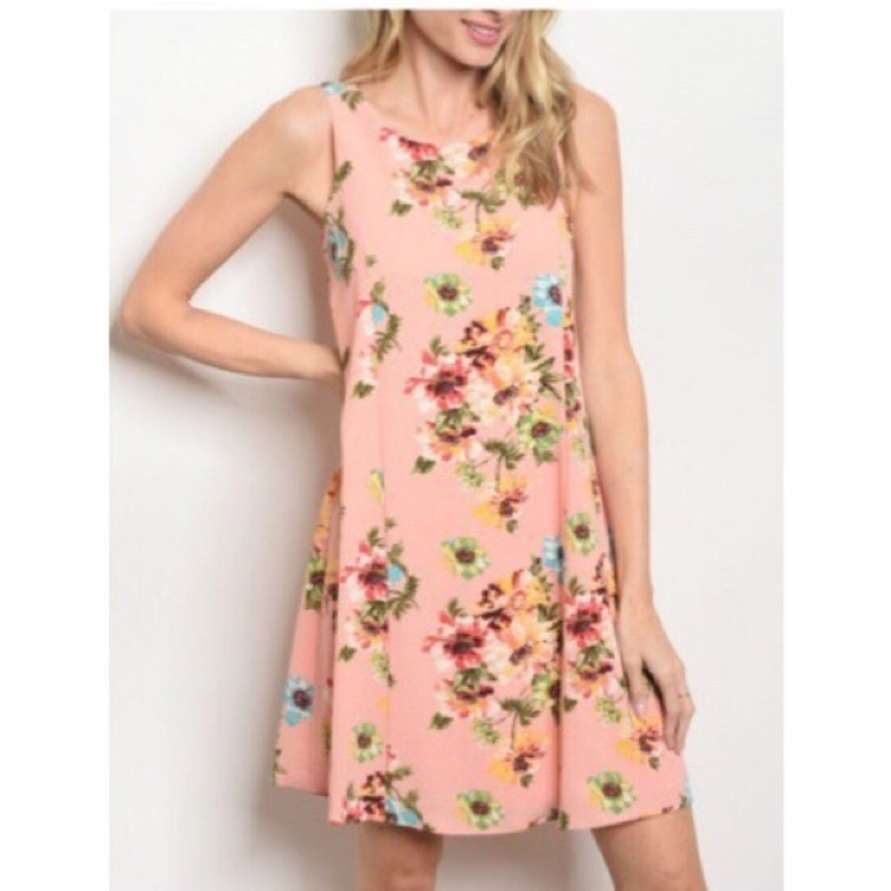 FLORAL PRINT TUNIC DRESS VARIOUS SIZES - Picture 1 of 2